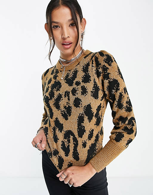 Vero Moda jumper in tonal leopard