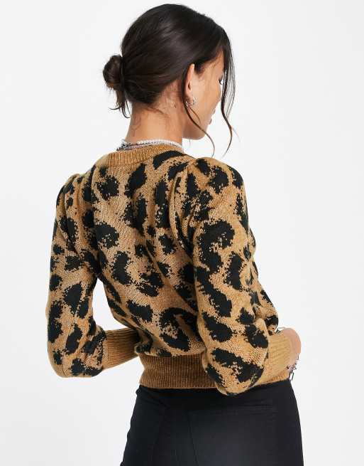 Vero Moda jumper in tonal leopard, 2 of 4