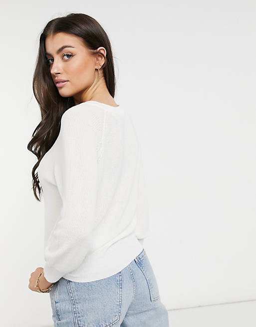  Vero Moda jumper with cropped sleeves in white 