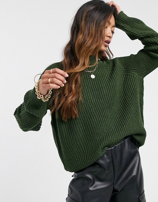 Vero Moda exclusive jumper with high neck in dark green