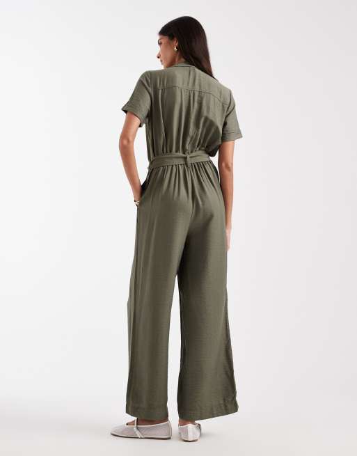 Vero Moda - Jumpsuit met riem en utility-zakken in olijfgroen, 2 van 4