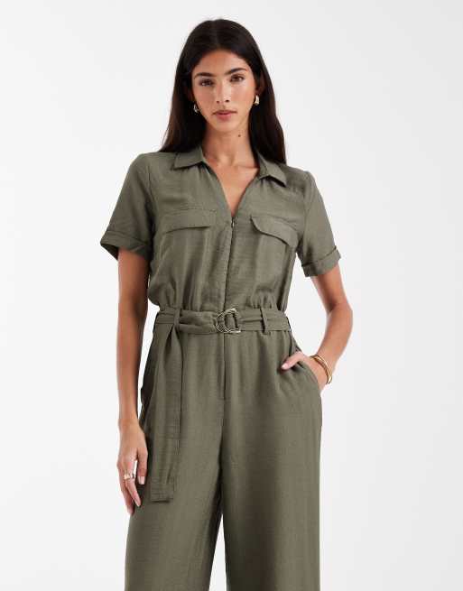 Vero Moda - Jumpsuit met riem en utility-zakken in olijfgroen, 4 van 4