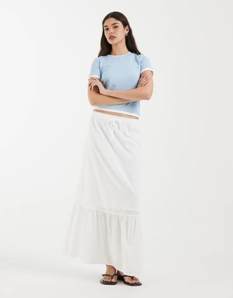 Vero Moda - Jupe bohème longue en plumetis texturé - Blanc - view 1