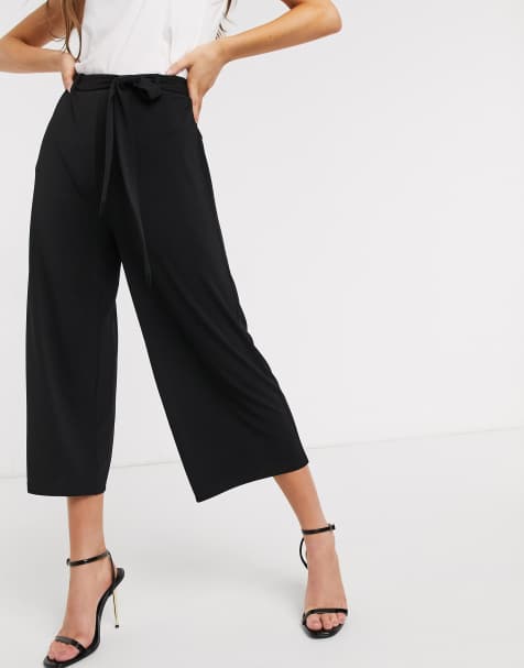 Vero Moda - Jupe-culotte avec ceinture à nouer - Noir - view 1
