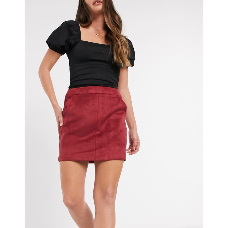 Vero Moda Jupe imitation daim Rouge