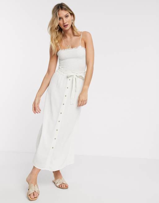 Vero Moda - Jupe longue boutonn?�e nou?�e sur le devant - Blanc | ASOS