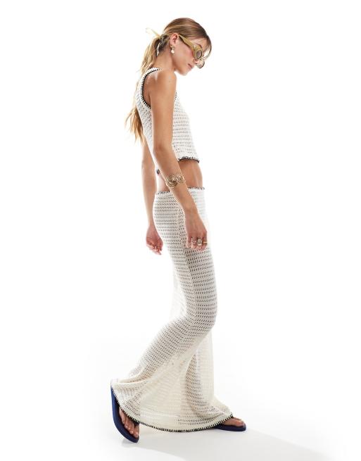 Vero Moda - Jupe longue d'ensemble en crochet à points roulés - Crème