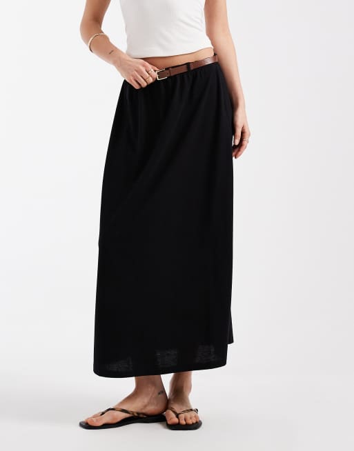 Vero Moda - Jupe longue en jersey avec ceinture - Noir, 3 de 5