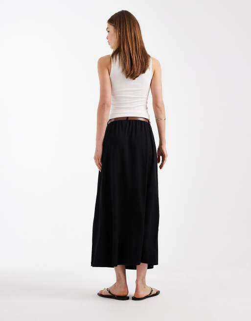 Vero Moda - Jupe longue en jersey avec ceinture - Noir, 4 de 5