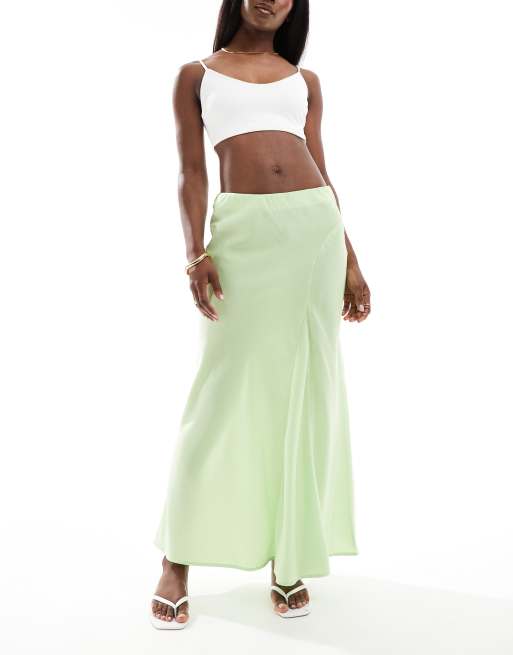 Vero Moda - Jupe longue fluide à coutures visibles - Citron vert