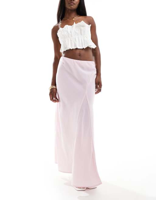 Vero Moda - Jupe longue fluide à coutures visibles - Rose clair