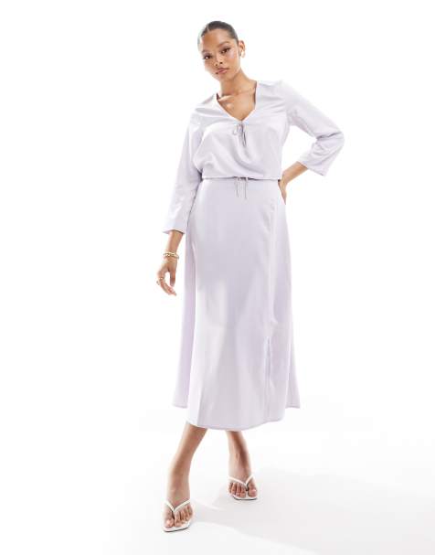 Vero Moda - Jupe mi-longue avec nœud ornementé - Bleu lavande - view 1