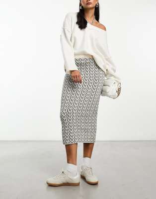 Vero Moda geo knitted midi skirt co-ord in mono  - ASOS Price Checker