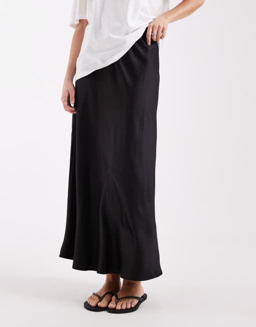 Vero Moda - Jupe mi-longue en satin coupé en biais - Noir, 3 de 5