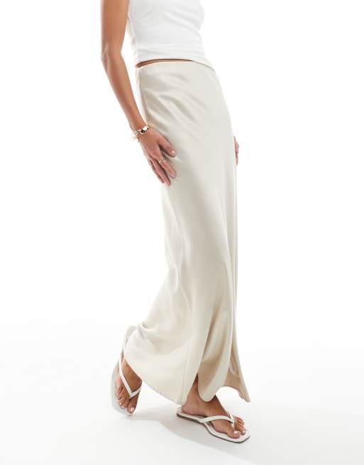 Vero Moda - Jupe mi-longue en satin coupé en biais - Taupe, 4 de 5