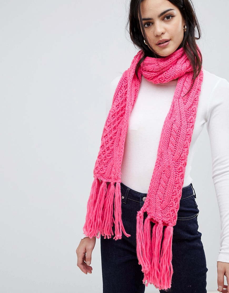 Vero Moda - Kabelstickad scarf-Rosa