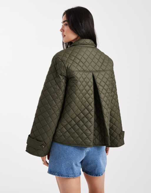 Vero Moda – Kakifärgad, kviltad jacka med knäppning, 4 av 4
