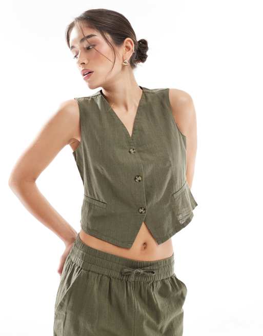 Vero Moda – Kalamatagrön, figursydd kostymväst, del av set