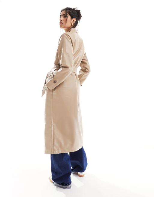 Vero Moda – Kamiennobeżowy prochowiec z paskiem z imitacji skóry, 4 z 4