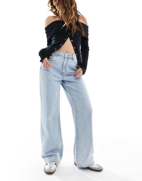 Vero Moda – Kathy – Niebieskie jeansy z szerokimi nogawkami i falistymi szwami - view 1