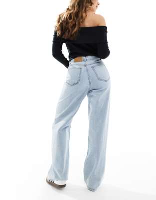 Vero Moda Kathy Wide Leg Jeans With Wavy Seam In Blue