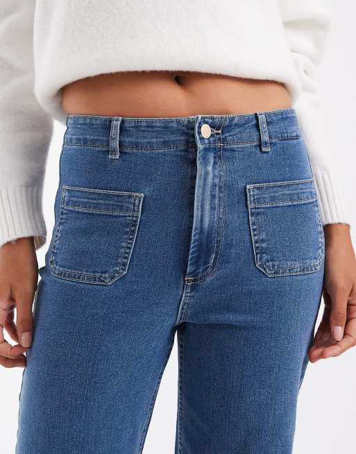 Vero Moda Kayla High-Rise Wide-Leg-Jeans mit Taschendetail in mittelblauem Denim, 5 von 5