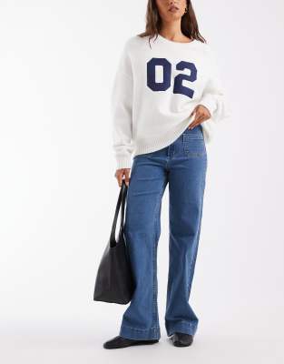 Vero Moda Kayla High Rise Wide Leg Jeans With Pocket Detail In Blue