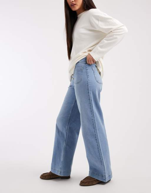 Vero Moda - Kayla - Jean large boutonné sur le devant - Bleu clair, 2 de 5