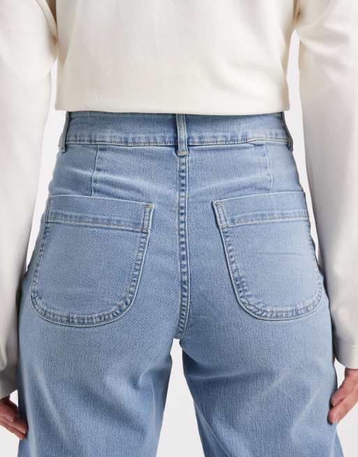Vero Moda - Kayla - Jean large boutonné sur le devant - Bleu clair, 5 de 5
