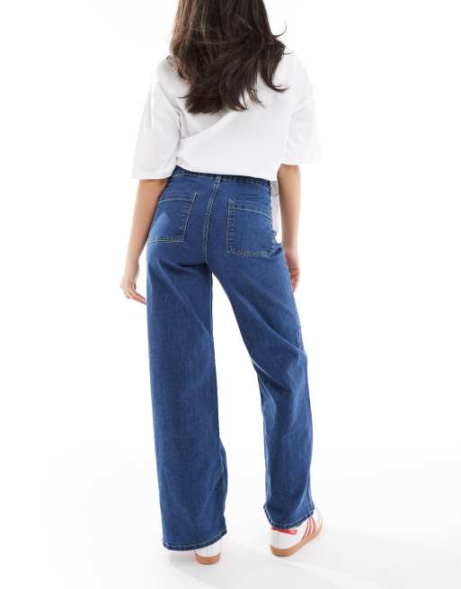 Vero Moda - Kayla - Jeans met wijde pijpen en hoge taille in medium blauw denim, 2 van 5