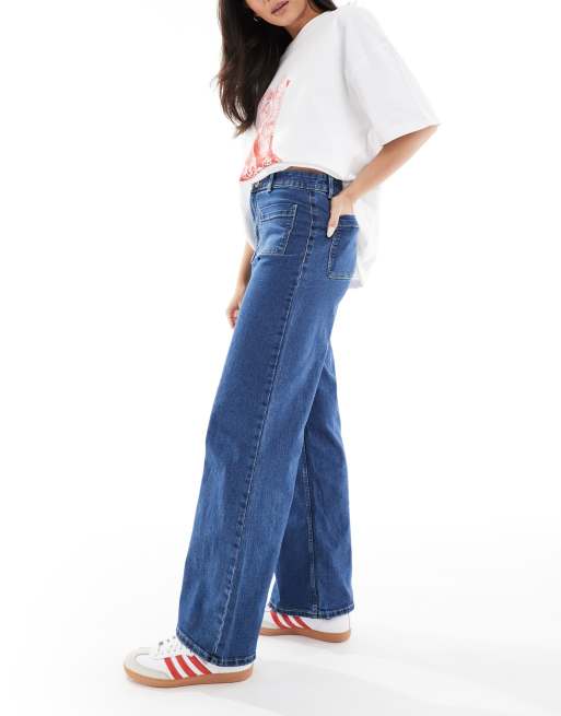 Vero Moda - Kayla - Jeans met wijde pijpen en hoge taille in medium blauw denim, 3 van 5