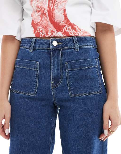 Vero Moda - Kayla - Jeans met wijde pijpen en hoge taille in medium blauw denim, 5 van 5