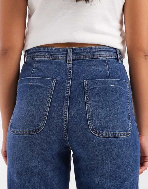 Vero Moda - Kayla - Mørkeblå og højtaljede jeans med brede ben og brede buksekanter, 5 af 5