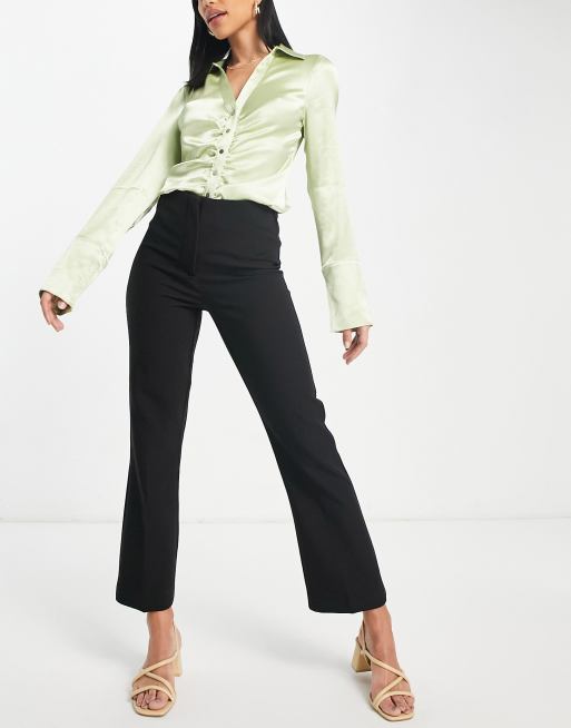 Black cropped sale kick flare trousers