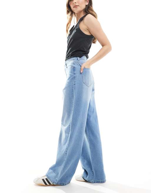 【COOR】 Ice Blue Wide Leg Washed Jeans / 追跡付 001_Gray_10e61486-ccd4-404c-