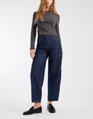 Vero Moda Kirsa High Waist Barrel Leg Jeans In Blue