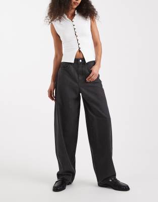 Vero Moda Kirsa High Waist Barrel Leg Jeans In Gray