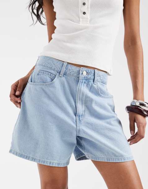 Vero Moda Kirsa high waist loose fit denim shorts in light blue wash - view 1