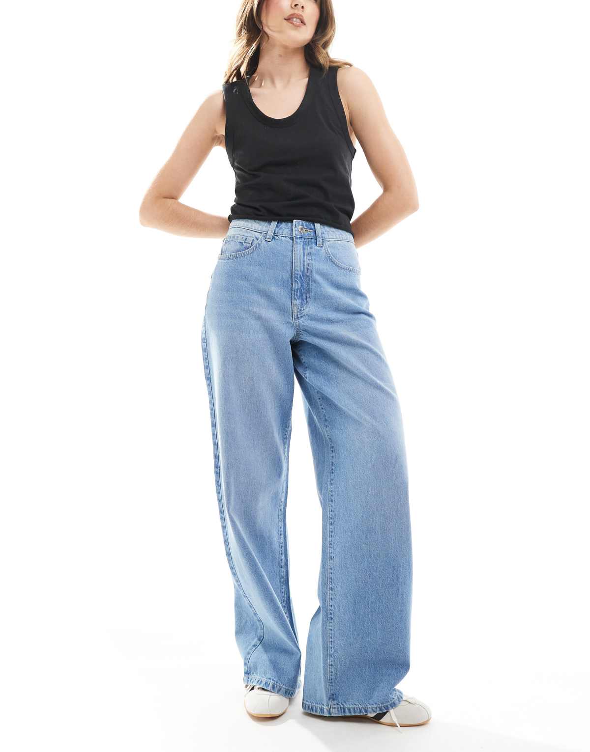 Vero Moda Kirsa high waist wide jeans in light blue wash