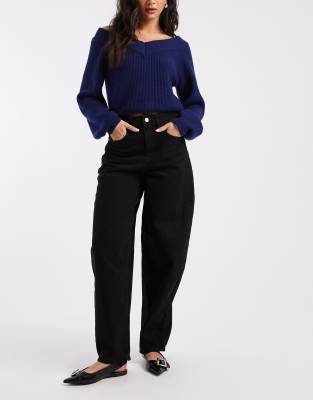 Vero Moda - Kirsa - Jean barrel à taille haute - Noir délavé