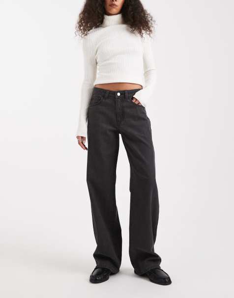 Vero Moda Kirsa mid rise straight leg jeans in medium grey wash