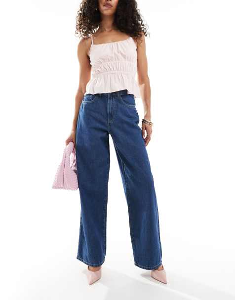 Vero Moda - Kirsa - Wijde jeans met hoge taille in middenblauwe wassing - view 1