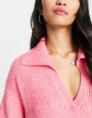 Vero Moda knit dress collared pink maxi | in ASOS