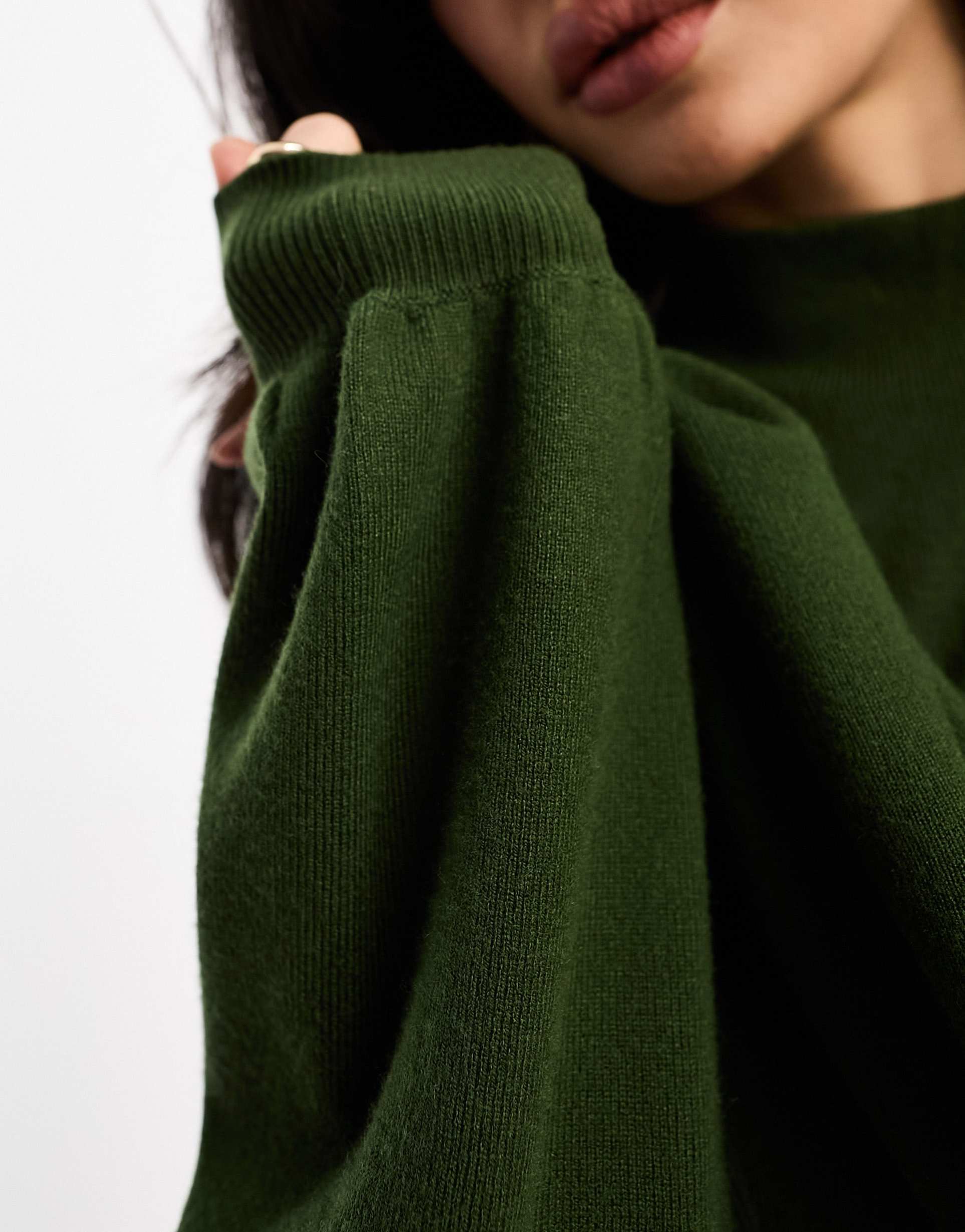 vero moda knit funnel neck mini dress in khaki
