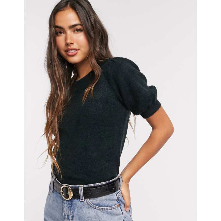 Short sleeve sweater black sale