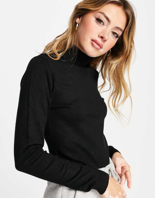 Vero Moda knit roll neck sweater in black