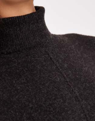 Vero Moda Knit Roll Neck Sweater With Volume Sleeve In Brown