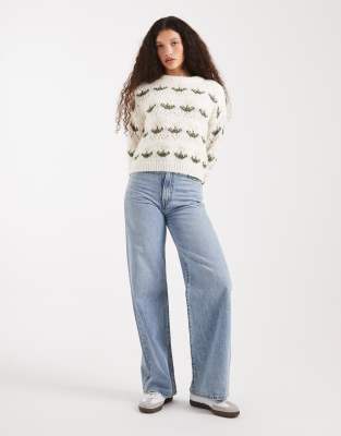 Vero Moda Knit Tulip Floral Sweater In White