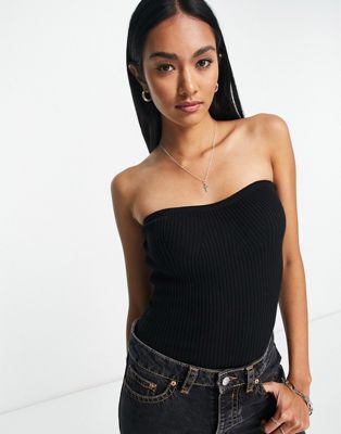 Vero Moda knitted bandeau top in black