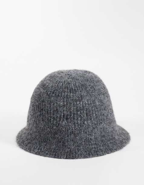 Vero Moda knitted bucket hat in dark grey melange - view 1